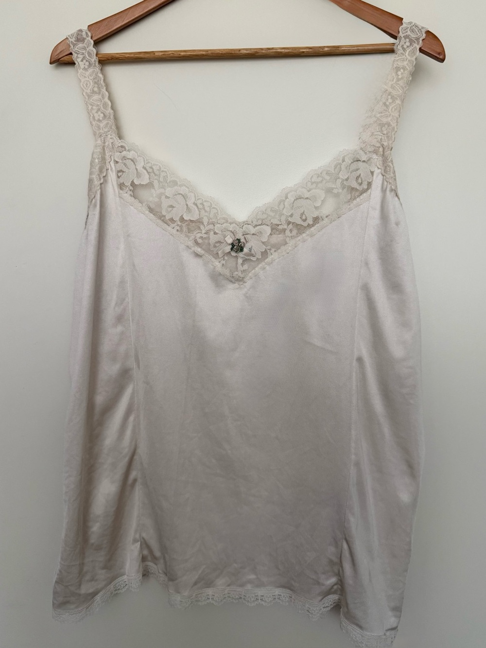 Ivory Nylon Lace-Trim Camisole